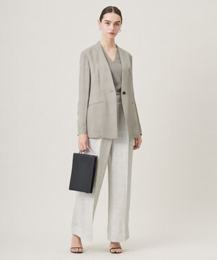 ICB L Vi/Ly/Liツイル  ノーカラージャケット カーキ系