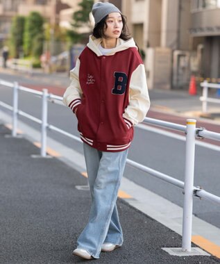 WEGO 【ユニセックス着用ITEM】スウェットフードスタジャン ワイン