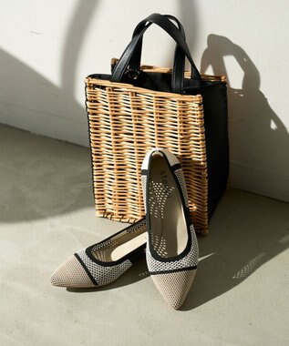 steppi 【洗える/撥水】パターンメッシュ パンプス ベージュ×黒×白