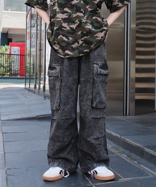 WEGO 【ユニセックス着用ITEM】デニムイージーカーゴパンツ デニムブラックソノタ