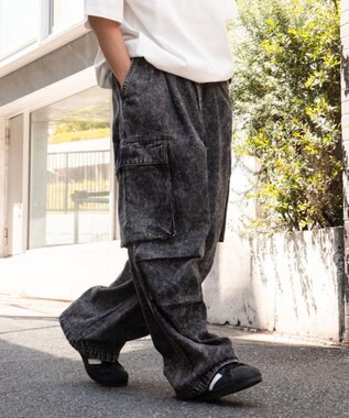WEGO 【ユニセックス着用ITEM】デニムイージーカーゴパンツ デニムブラックソノタ