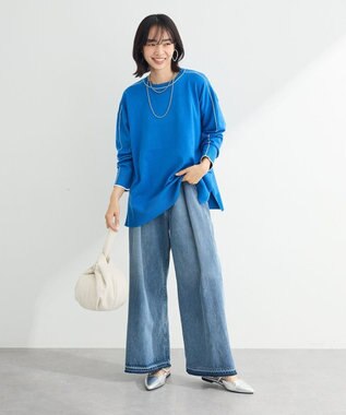 Green Parks アンチピリングライン入りニットプルオーバー Blue