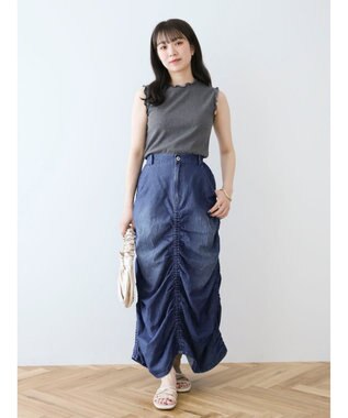 Green Parks ・ＳＵＧＡＲ　ＳＰＯＯＮ　シャーリングデニムスカート Indigo