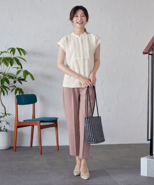 Tiaclasse 【洗える】フレンチスリーブピンタックブラウス オフホワイト