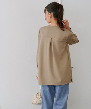 Tiaclasse 【洗える】ボンディングパフスリーブチュニック モカ