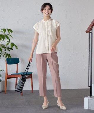 Tiaclasse 【洗える】フレンチスリーブピンタックブラウス オフホワイト