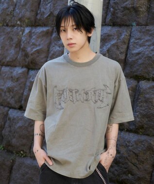 WEGO 【ユニセックス着用ITEM/MLサイズ展開】ブリーチダメージアップリケT（SS） グレー