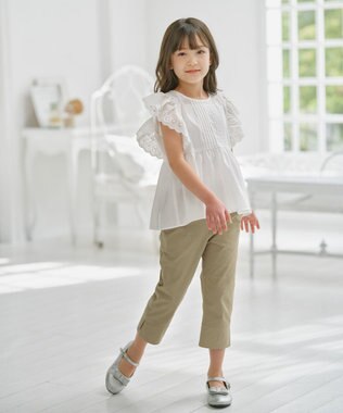 組曲 KIDS 【150-160㎝】レースペプラム ブラウス オフホワイト