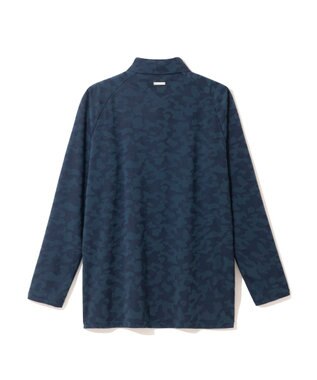 ZERO HALLIBURTON 【吸水速乾・UVカット】 カモフラージュ柄 ジャガード 長袖ポロシャツ ZHG-M5A9a 85126 ネイビー