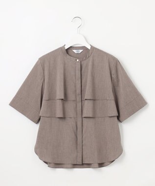 J.PRESS LADIES L 【洗える】ラミーポプリン ティアード ブラウス ブラウン系