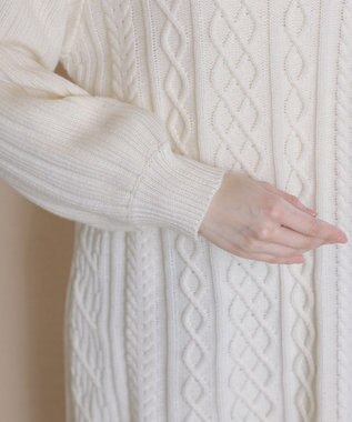 Tiaclasse アラン柄ニットチュニックワンピース アイボリー