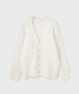 GRACE CONTINENTAL シャギーニットカーディガン ホワイト
