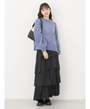 earth music&ecology シャイニーベロアモールプルオーバー Blue