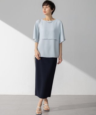 23区 S 【WEB&一部店舗限定/洗える】レーヨンポリエステルストレッチ タイト スカート ネイビー系