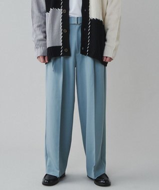 WEGO トロミ　ベルト付きワイドスラックス ブルー