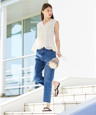 BEIGE， 【S-size】PINE / ペプラムブラウス Ecru