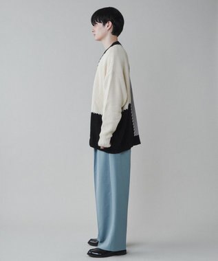 WEGO トロミ　ベルト付きワイドスラックス ブルー