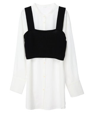 Green Parks ＳＥＴ２点ニットビスチェ＋とろみチュニック Black