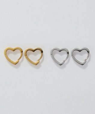 Phoebe 【金属アレルギー対応】ハートフープワンタッチピアス　ゴールド/サージカルステンレス ゴールド