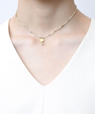 monshiro シルクビーズネックレス ホワイト