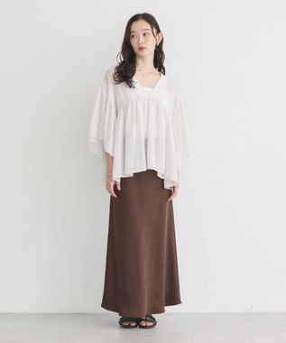 earth music&ecology Ｖネックギャザーブラウス Off White
