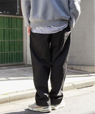WEGO 【ウエストゴム/SMLサイズ展開/ユニセックス着用ITEM】チノイージーストレートパンツ ブラック