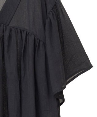 earth music&ecology Ｖネックギャザーブラウス Black