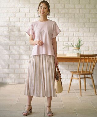 組曲 L 【WEB限定】シアープリーツライクシフォン パンツ ベージュ系