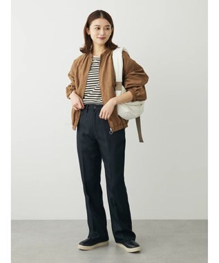 Green Parks スウェード調ギャザーブルゾン Brown