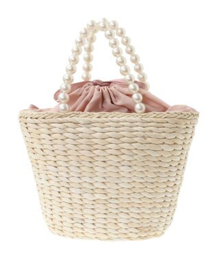 Maison de FLEUR パールハンドルメイズリボンカゴバッグ Pink