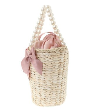 Maison de FLEUR パールハンドルメイズリボンカゴバッグ Pink