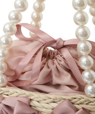 Maison de FLEUR パールハンドルメイズリボンカゴバッグ Pink