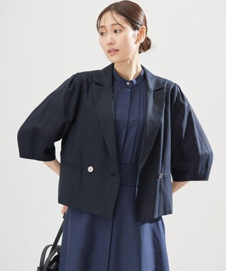 組曲 S リネンレーヨン ジャケット ネイビー系