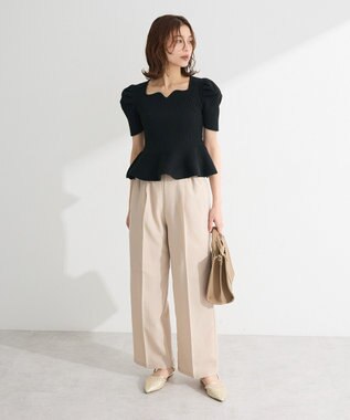 Green Parks ・ｓｗｉｎｇ　ｂｙ　ハートネックペプラムニット Off White