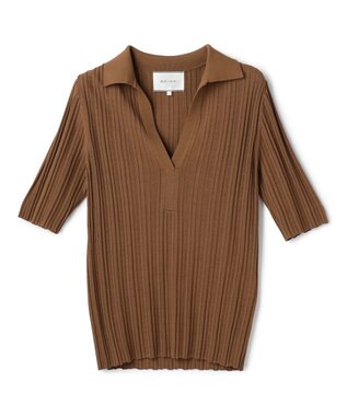 BEIGE， LABRADO / ランダムリブ スキッパーニット Brown