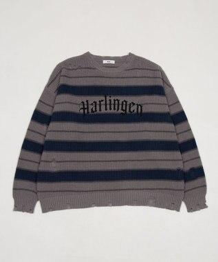 WEGO 【ユニセックス着用ITEM】アゼアミボーダーニットプルオーバー グレーボーダー