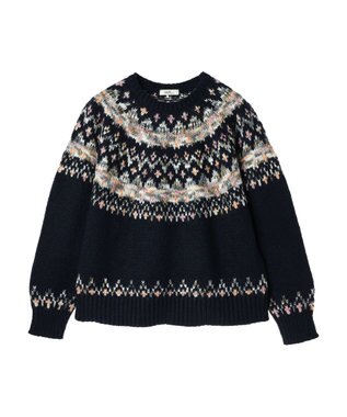 earth music&ecology スラブヤーンノルディックプルオーバー Navy