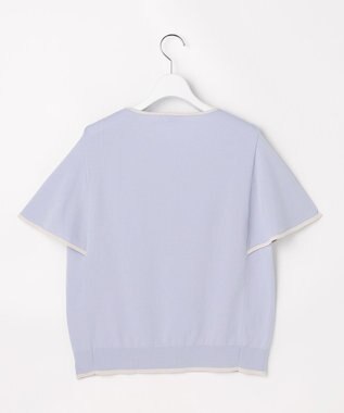 J.PRESS LADIES COOL MINT COTTON POLYESTER フレアスリーブ ニット プルオーバー サックス系