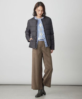 J.PRESS LADIES 【洗える】ライトダウン ノーカラー ジャケット ブラック系