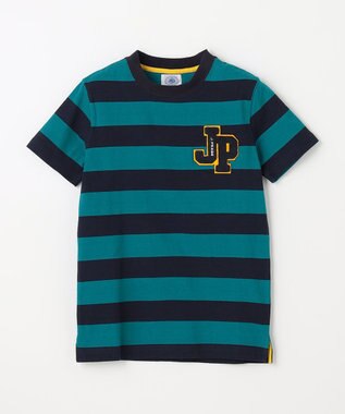 J.PRESS KIDS 【140-170cm】ボーダーJPサガラ刺繍 Ｔシャツ グリーン系1