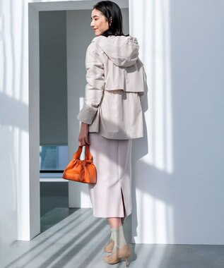 組曲 L 【フード取り外し可】2WAYショート丈ライトアウター ベージュ系