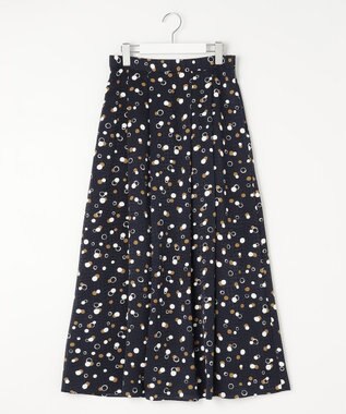 自由区 【セットアップ対応・洗える】ドットプリント スカート ネイビーベース