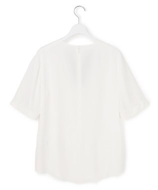 ICB 【先行予約】BackSatinAmunzen 5分袖Vネック配色ブラウス オフホワイト