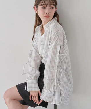 earth music&ecology 【予約】アソートチェックシャツ チェックアイボリー