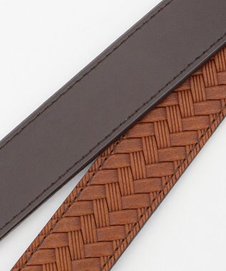 JOSEPH ABBOUD 【サイズ調整可能】カウレザー エンボスメッシュ ベルト キャメル系