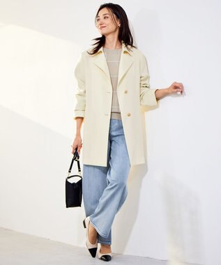 自由区 トロトレンチミドル丈 コート ライトイエロー系