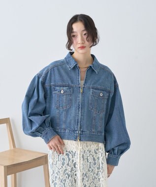earth music&ecology ショートジップデニムジャケット Light Indigo