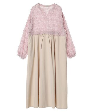 earth music&ecology ジャガード切替ワンピース Pink