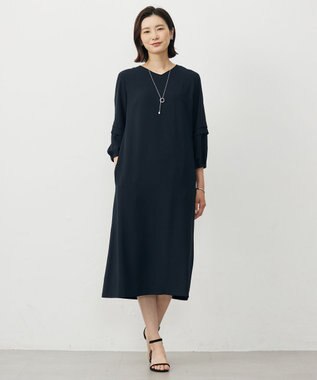 J.PRESS LADIES 【洗える・吸水速乾・接触冷感・セットアップ対応】Light ジョーゼット ワンピース ダークネイビー系