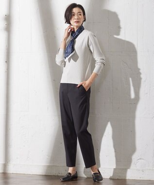 J.PRESS LADIES 【洗える】RAYON STRETCH PLAIN クルーネック ニット ライトグレー系